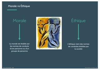 Alexia Audevart – IA & Rêve - CJD© Tous droits réservés - 2018
Morale vs Éthique
Morale
La morale est établie par
les normes de conduite
d'une personne ou d'un
groupe de personne
Éthique
L'éthique vient des normes
de conduites établies par
la société
 