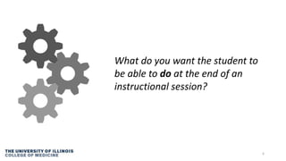 6
What do you want the student to
be able to do at the end of an
instructional session?
 