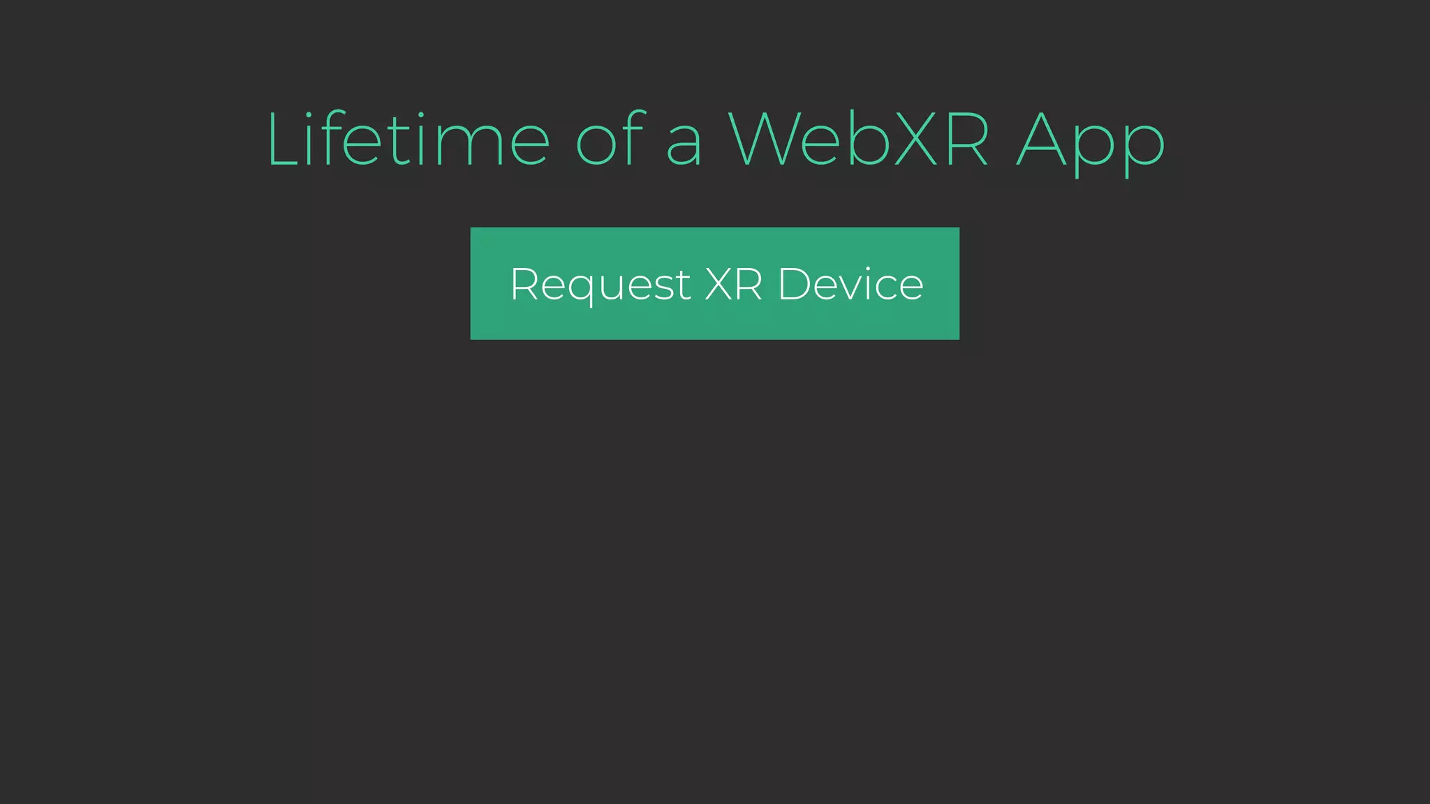 Lifetime of a WebXR App Request XR Device 