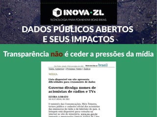 Transparência não é ceder a pressões da mídia
DADOS PÚBLICOS ABERTOS
E SEUS IMPACTOS
DADOS PÚBLICOS ABERTOS
E SEUS IMPACTOS
DADOS PÚBLICOS ABERTOS
E SEUS IMPACTOS
DADOS PÚBLICOS ABERTOS
E SEUS IMPACTOS
DADOS PÚBLICOS ABERTOS
E SEUS IMPACTOS
DADOS PÚBLICOS ABERTOS
E SEUS IMPACTOS
 