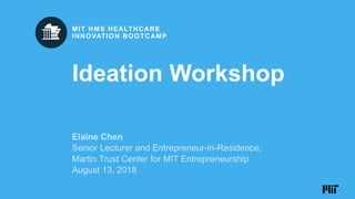AUGUST 2018
CAMBRIDGE, MA
MIT HMS Healthcare
Innovation Bootcamp
Ideation Workshop
MIT HMS HEALTHCARE
INNOVATION BOOTCAMP
 