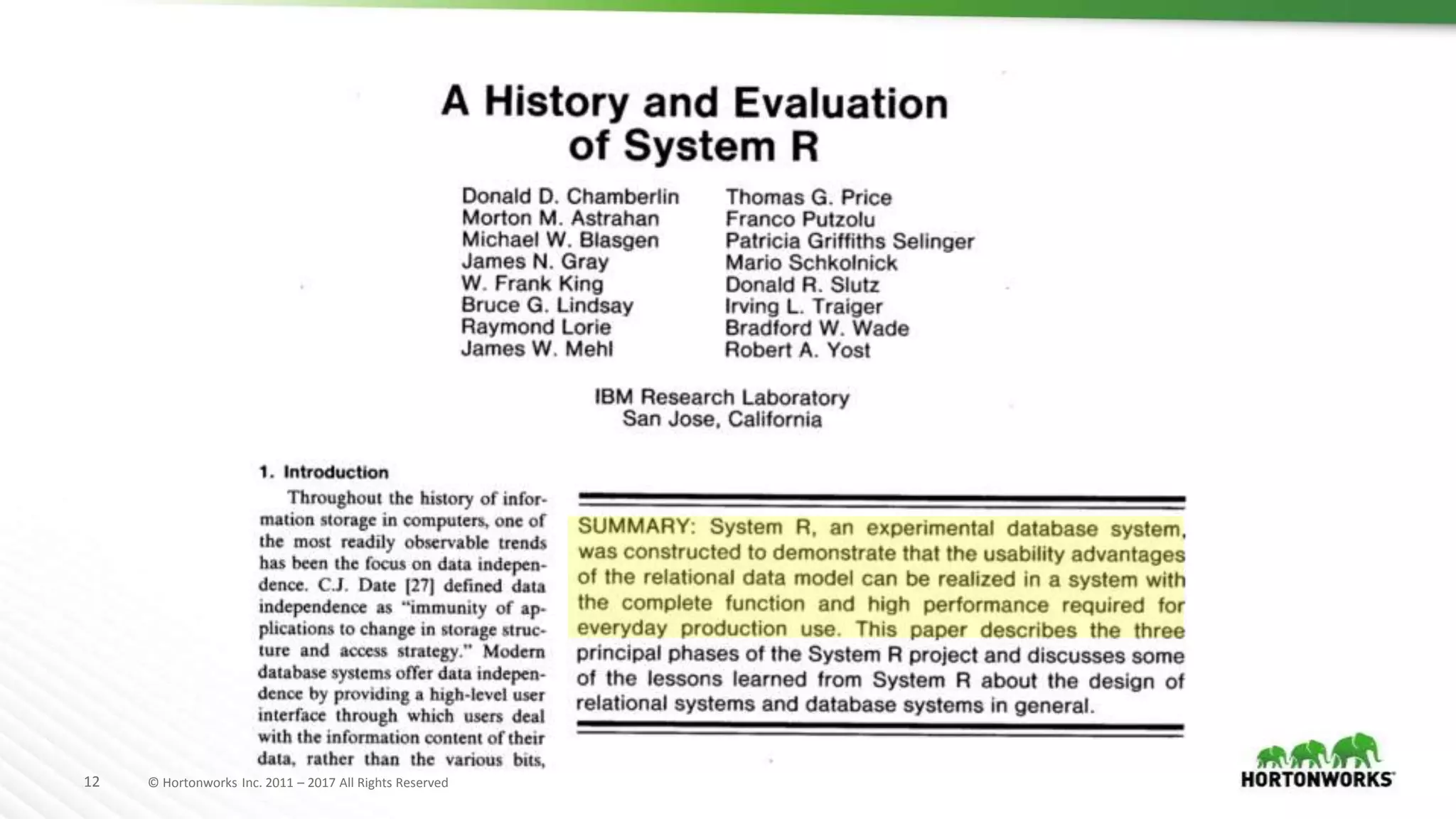 12 © Hortonworks Inc. 2011 – 2017 All Rights Reserved
 