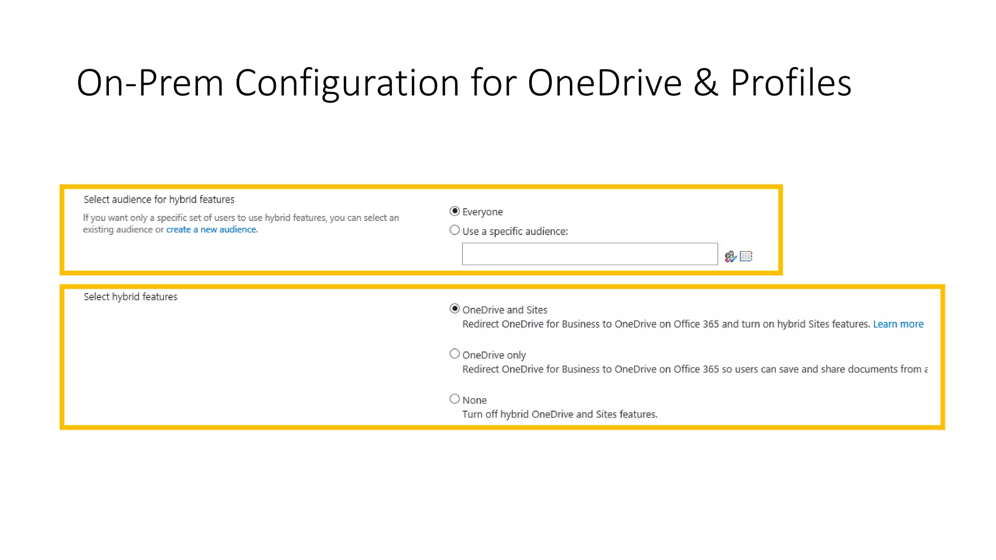 On-Prem Configuration for OneDrive & Profiles
 