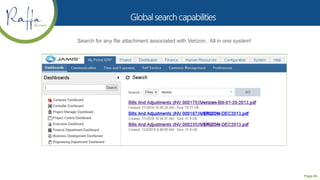 Page 84
Search for any file attachment associated with Verizon. All in one system!
 