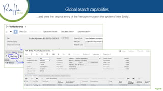 Page 86
…and view the original entry of the Verizon invoice in the system (View Entity).
 