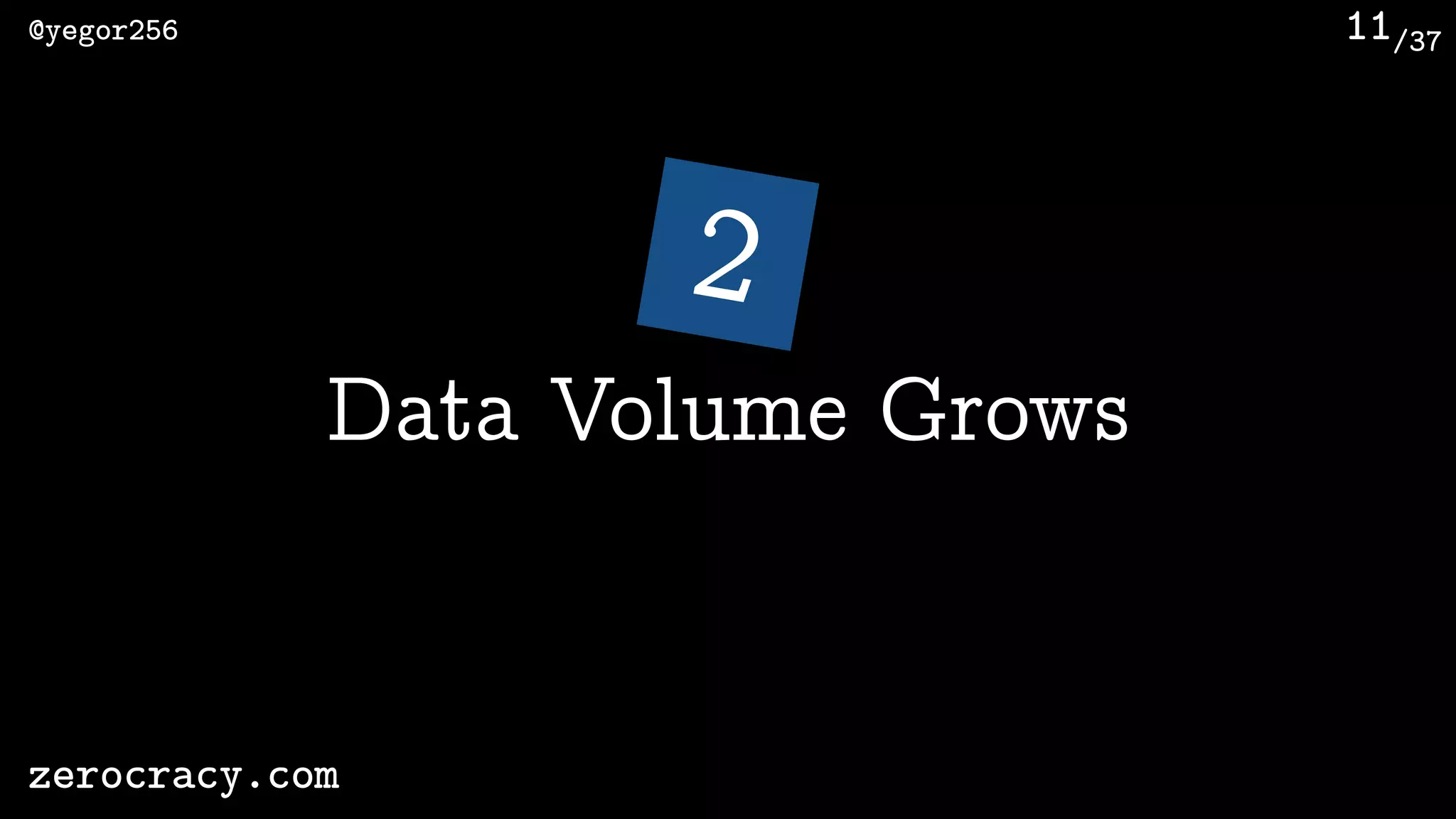 /37@yegor256
zerocracy.com
11
2
Data Volume Grows
 