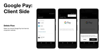 Google Pay:
Client Side
Delete Flow
Riders can remove Google Pay from their list
of payment methods.
 