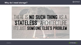 7
@oicheryl
© StorageOS Ltd.
Why do I need storage?
 