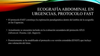Protocolo EFAST en urgencias (Curso de ecografía en urgencias de la SEMFYC)