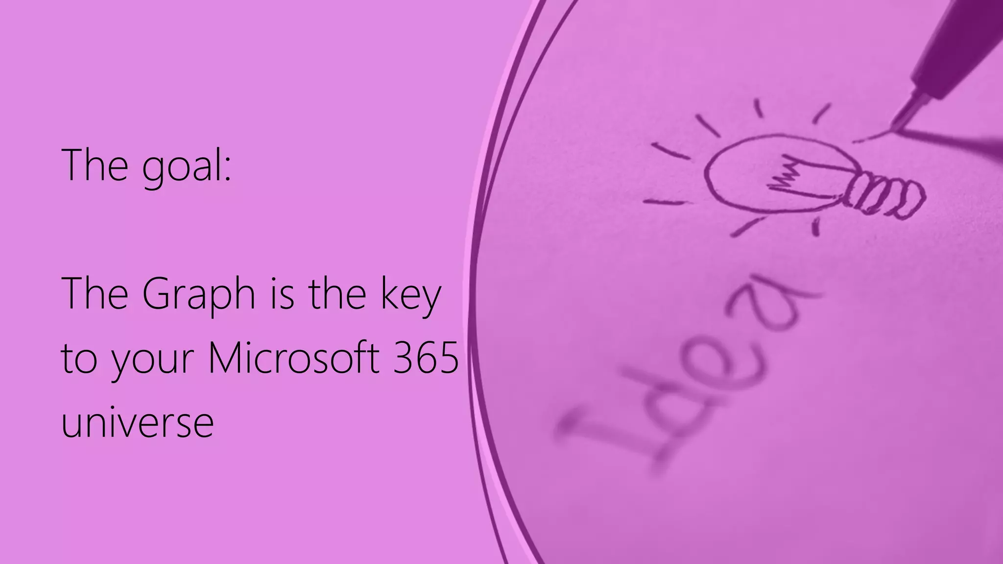 The goal:
The Graph is the key
to your Microsoft 365
universe
 
