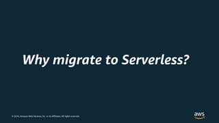 © 2018, Amazon Web Services, Inc. or its Affiliates. All rights reserved.
Why migrate to Serverless?
 