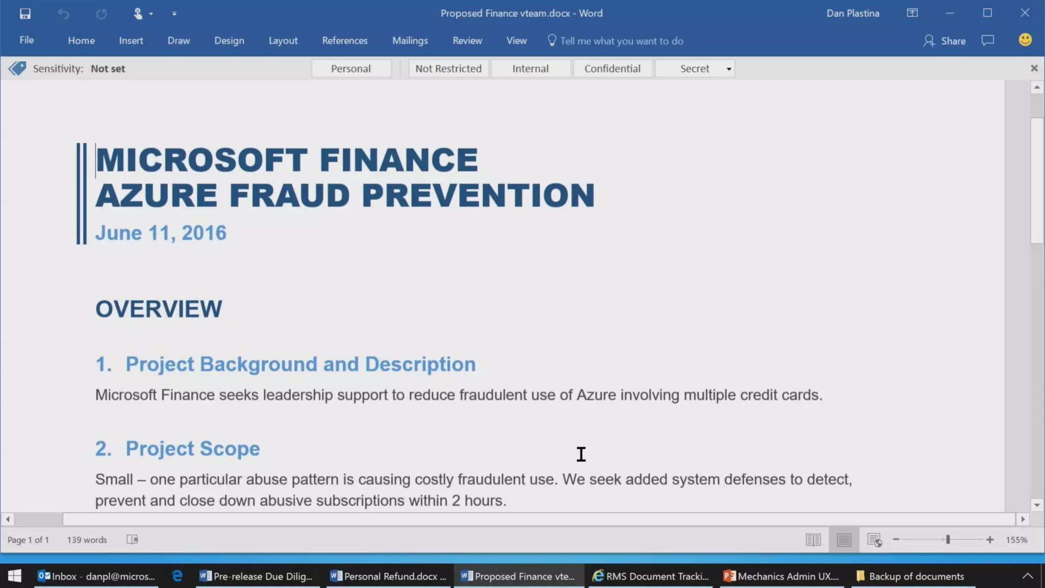 Azure Information
Protection
https://www.youtube.com/
watch?v=N9Ip0m6d3G0
5:21-5:39
 
