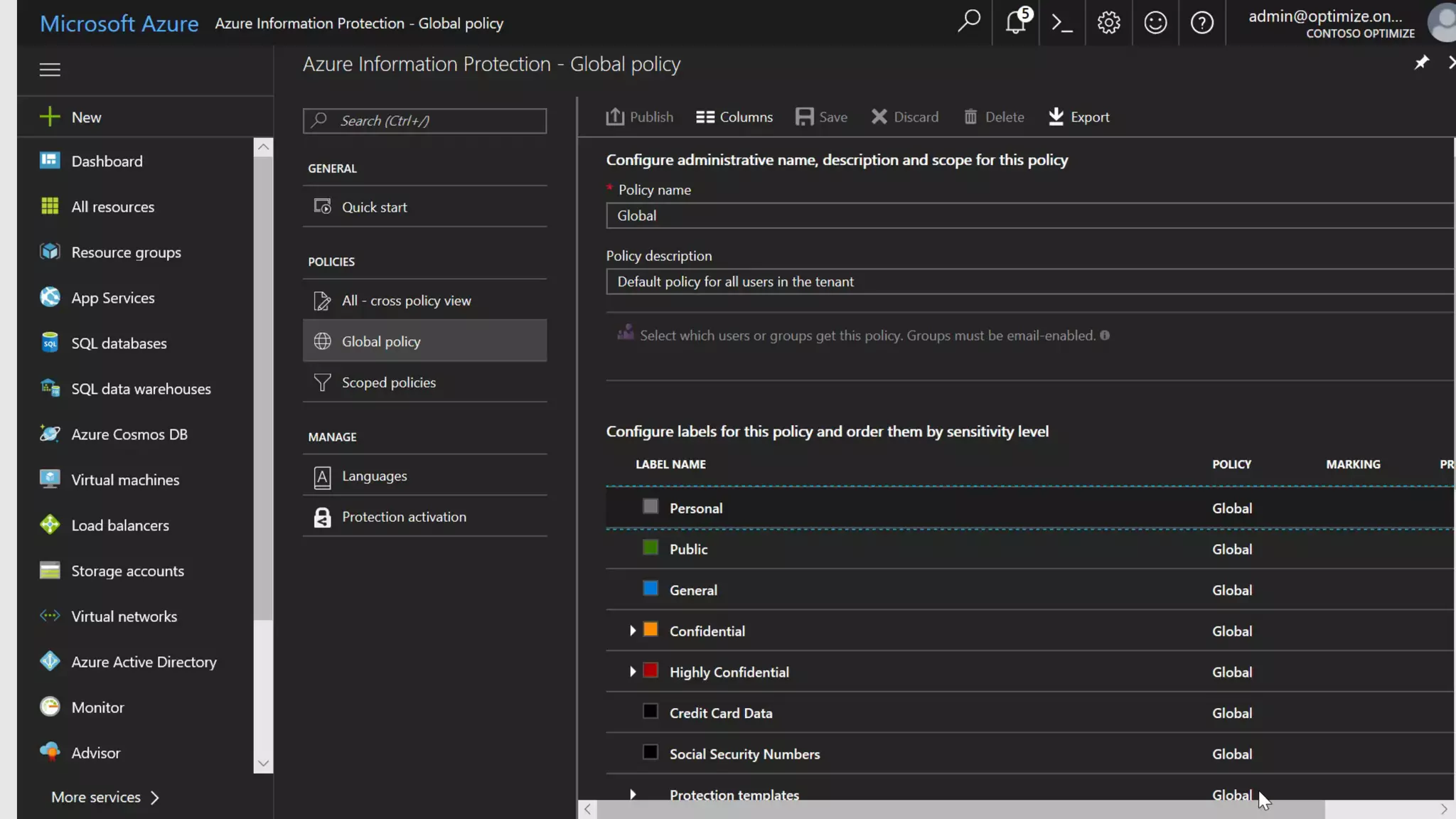 Azure Information
Protection (Admin)
Build new
 