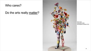 26
Who cares?
Do the arts really matter?
Nick Cave
Soundsuit, 2009
Minneapolis Institute of Art
 