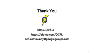 41
Thank You
https://ocfl.io
https://github.com/OCFL
ocfl-community@googlegroups.com
 