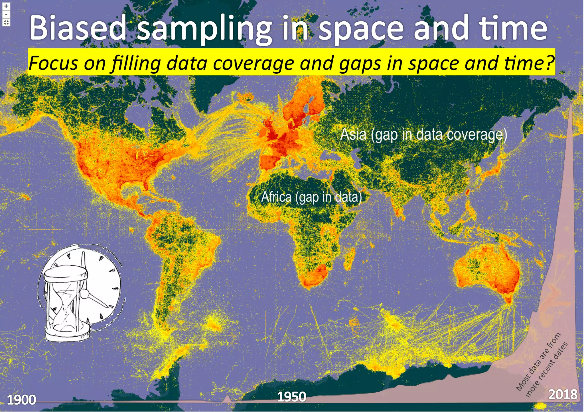 Asia (gap in data coverage)
Africa (gap in data)
M
ostdataarefrom
morerecentdates
Focus on ﬁlling data coverage and gaps in space and 3me?
 