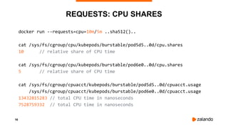 18
CPU THROTTLING
docker run --cpus CPUS -it python
python -m timeit -s 'import hashlib' -n 10000 -v
'hashlib.sha512().upd...