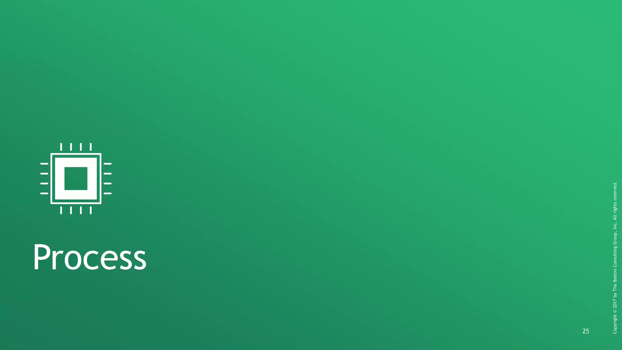 25
Copyright©2017byTheBostonConsultingGroup,Inc.Allrightsreserved.
Process
 