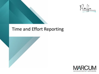 Time and Effort Reporting
 
