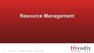 DOAG2018 - Trivadis - Taming the PDB8
Resource Management
25.11.2018
 