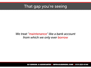 That gap you're seeing
We treat "maintenance" like a bank account
from which we only ever borrow
 