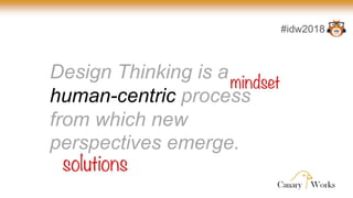 #idw2018
Design Thinking is a
human-centric process
from which new
perspectives emerge.
 