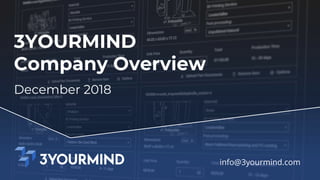 3YOURMIND
Company Overview
December 2018
info@3yourmind.com
 