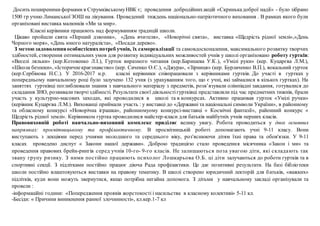 Досить поширенимиформами в СтрумківськомуНВК є; проведення добродійнихакцій «Скринькадоброї надії» - було зібрано
1500 гр учню Лиманської ЗОШ на лікування. Проведений тиждень національно-патріотичного виховання . В рамках якого були
організовані виставка малюнків «Ми за мир».
Класні керівники працюють над формуванням традицій школи.
Цікаво пройшли свята «Перший дзвоник», «День вчителя», «Новорічні свята», виставка «Щедрість рідної землі»,»День
Чорного моря», «День юного натураліста», «Посади дерево».
З метою задоволенняособистіснихпотреб учнів, їх самореалізації та самовдосконалення, максимального розвитку творчих
здібностей, створення оптимальних умов для розвитку індивідуальних можливостей учнів у школі організовано роботу гуртків:
«Веселі ляльки» (кер.Котовенко Л.І.), Гурток виразного читання (кер.Баришева У.К.), «Умілі руки» (кер. Куцарєва Л.М.),
«Школа безпеки», «Історичнекраєзнавство» (кер. Саченко О.Є.), «Джура», «Зірниця» (кер. Бурлаченко В.П.), вокальний гурток
(кер.Сербінова Н.С.). У 2016-2017 н.р. класні керівники співпрацювали з керівниками гуртків. До участі в гуртках у
попередньому навчальному році було залучено 132 учня (з урахуванням того, що є учні, які займалися в кількох гуртках). На
заняттях гуртківці поглиблювали знання з навчального матеріалу з предметів, розв’язували олімпіадні завдання, готувалися до
складання ЗНО, розвивалитворчіздібності. Результати своєї діяльностігуртківці представляли під час предметних тижнів, брали
участь у культурно-масових заходах, які проводилися в школі та в конкурсах. Активно працював гурток «Умілі ручки»
(керівник Куцарєва Л.М.). Вихованці приймали участь : у виставці до «Державні та національні символи України», в районному
та обласному конкурсі «Новорічна іграшка», районномуому конкурсі-виставці « Космічні фантазії», районний конкурс «
Щедрість рідної землі». Керівником гуртка проводилися майстер-класи для батьків майбутніх учнів перших класів.
Правовиховній роботі навчально-виховний комплекс приділяє велику увагу. Робота проводиться у двох основних
напрямках: просвітницькому та профілактичному. В просвітницькій роботі допомагають учні 9-11 класу. Вони
виступають з лекціями перед учнями молодшого та середнього віку, роз'яснюючи дітям їхні права та обов'язки. У 9-11
класах проведено диспут « Закони нашої держави». Доброю традицією стало проведення місячника «Закон і ми» та
проведення правових брейн-рингів серед учнів 10-го- 9-го класів. Не залишаються поза увагою діти, які складають так
звану групу ризику. З ними постійно працюють психолог Лошкарьова О.Б. ці діти залучаються до роботи гуртків та в
спортивні секції. З підлітками постійно працює діюча Рада профілактики. Це дає позитивні результати. На базі бібліотеки
школи постійно влаштовуються виставки на правову тематику. В школі створено юридичний лекторій для батьків, «важких»
підлітків, куди вони можуть звернутися, якщо потрібна негайна допомога. З дітьми у навчальному закладі організували та
провели :
-інформаційні години: «Попередження проявів жорстокості і насильства в класному колективі» 5-11 кл.
-Бесіди: « Причини виникнення ранної злочинності», кл.кер.1-7 кл
 