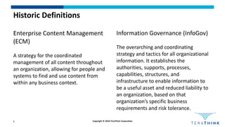 1
Enterprise Content Management
(ECM)
A strategy for the coordinated
management of all content throughout
an organization,...