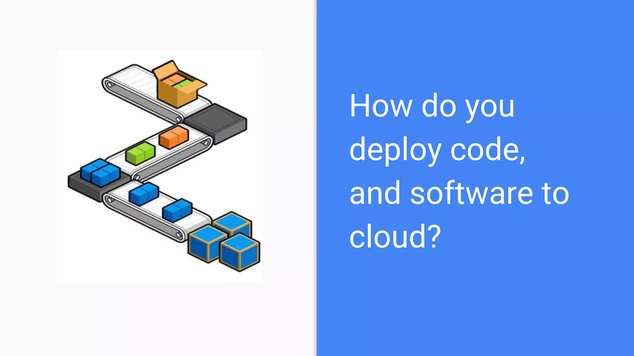 How do you
deploy code,
and software to
cloud?
 