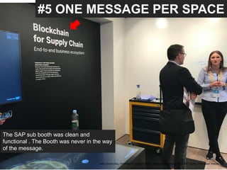 #5 ONE MESSAGE PER SPACE
The SAP sub booth was clean and
functional . The Booth was never in the way
of the message.
UAE University, Innovation support team, Jose Berengueres, April 26th 2018. Hannover messe
 