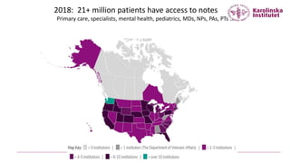 2018: 21+ million patients have access to notes
Primary care, specialists, mental health, pediatrics, MDs, NPs, PAs, PTs …
 