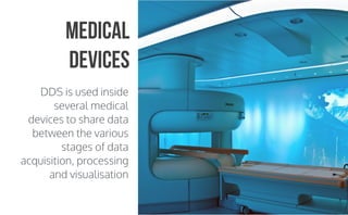 CopyrightPrismTech,2015
DDS is used inside
several medical
devices to share data
between the various
stages of data
acquisition, processing
and visualisation
Medical
Devices
 