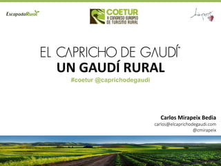 UN GAUDÍ RURAL
#coetur @caprichodegaudi
Carlos Mirapeix Bedia
carlos@elcaprichodegaudi.com
@cmirapeix
 