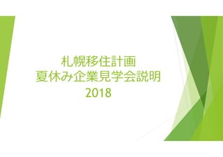 札幌移住計画
夏休み企業見学会説明
2018
 