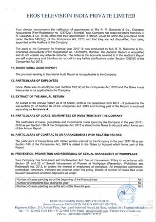 2018.03.31 Eros Television Directors Report 2