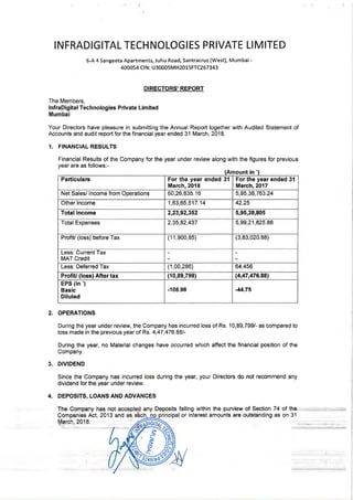 2018.03.31 Infradigital Directors Report