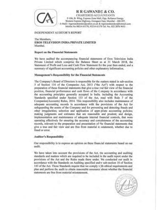 2018.03.31 Eros Television Directors Report