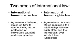 IHL is applicable only in case of an international or
non-international armed conflict; in case of other
situations of vio...