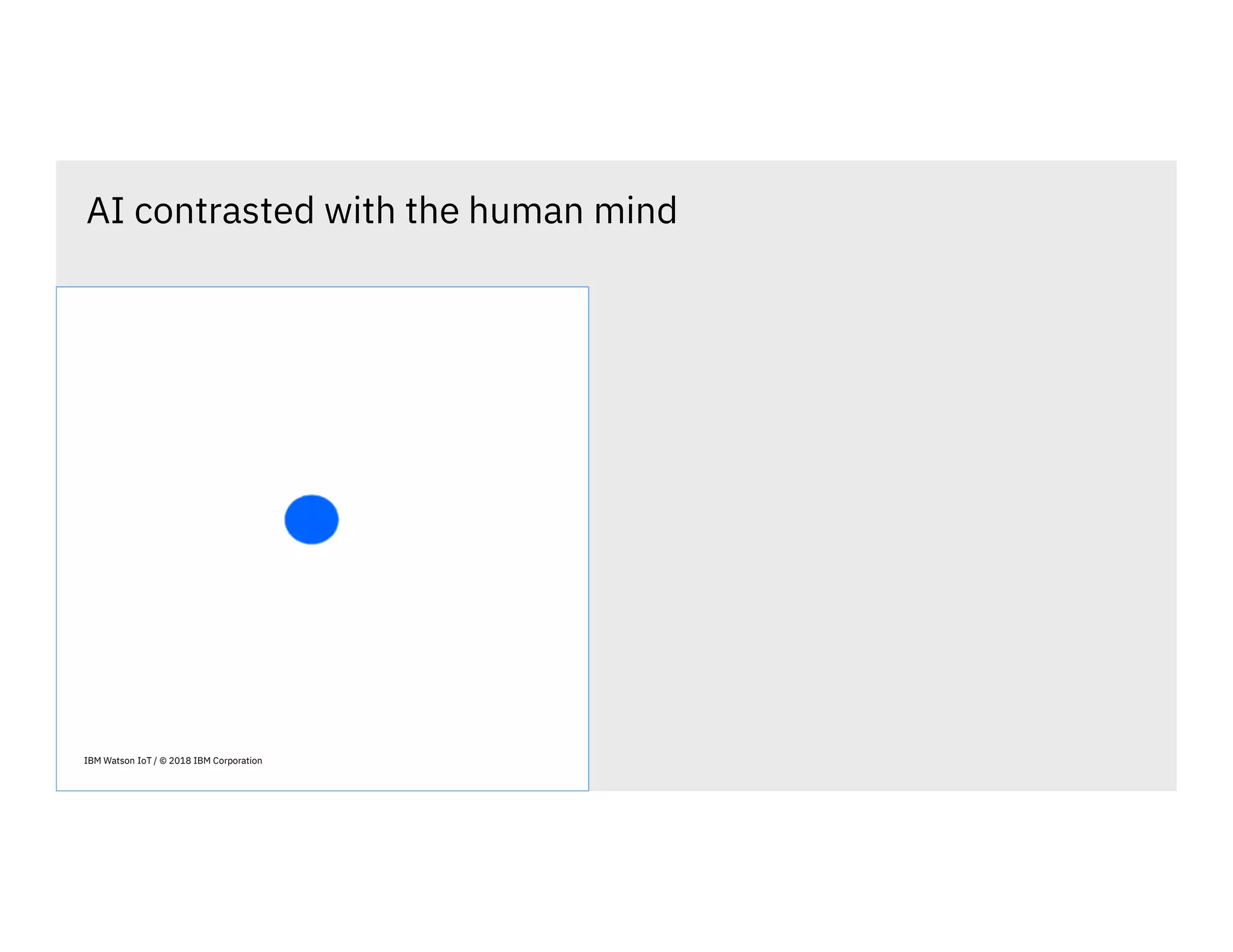 IBM Watson IoT / © 2018 IBM Corporation
AI contrasted with the human mind
 