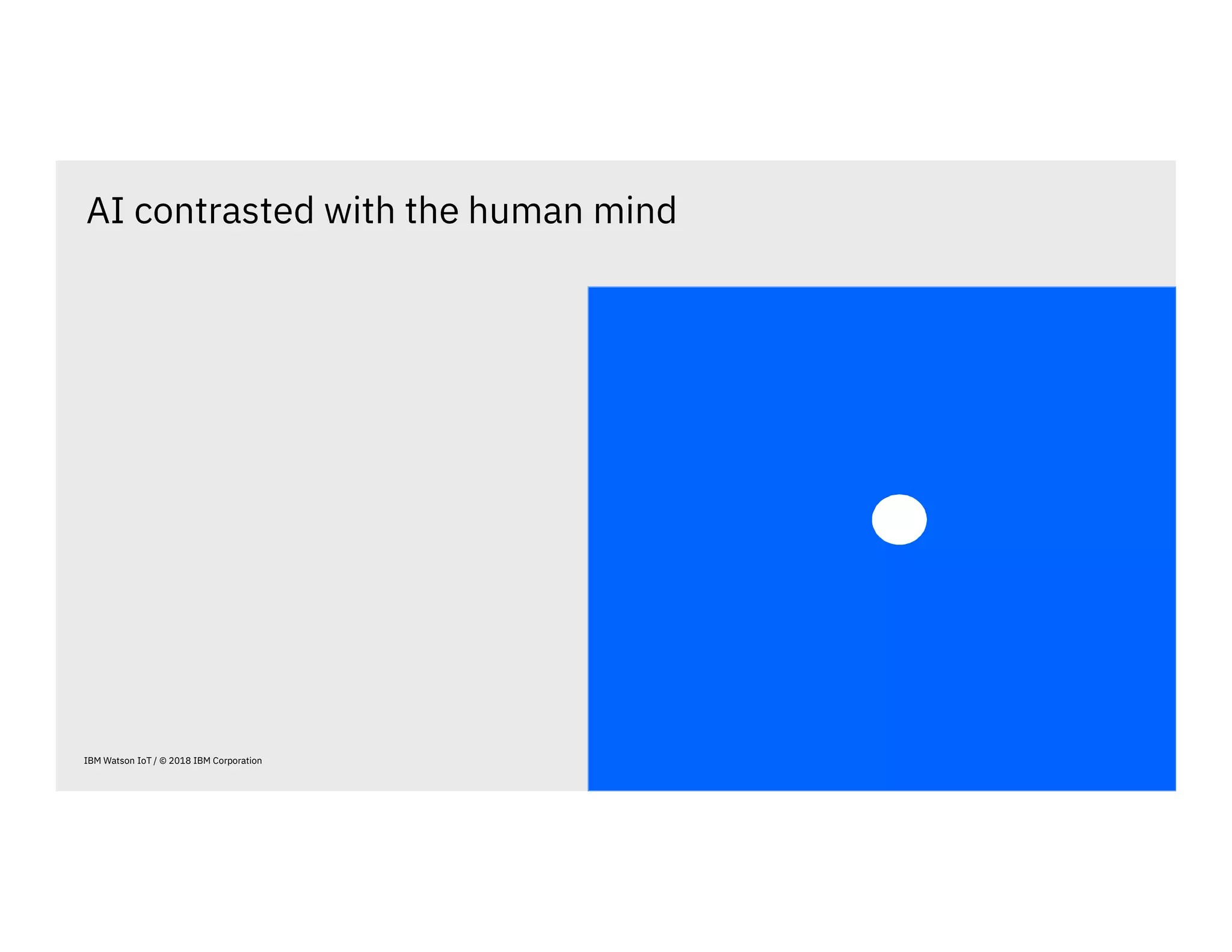 IBM Watson IoT / © 2018 IBM Corporation
AI contrasted with the human mind
 