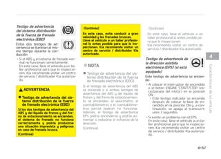 -
-V[EFBEWFSUFODJBEFMB
QSFTJ䜽OEFBDFJUFEFM
NPUPS
TUF UFTUJHP EF BEWFSUFODJB
TFFODJFOEF
䳜 MDPMPDBSFMJOUFSSVQUPSEFFODFOEJEP
P FM CPU䜽O /(*/ 45354501 JOJa
DJPQBSBEB EFM NPUPS  FO MB QPTJDJ䜽O
0/
 1FSNBOFDFFODFOEJEPIBTUBRVFFM
NPUPSTFQPOFFONBSDIB
䳜 $VBOEPMBQSFTJ䜽OEFBDFJUFEFMNPUPS
FTCBKB
4JMBQSFTJ䜽OEFBDFJUFEFMNPUPSFTCBa
KB
 $POEV[DBDPODVJEBEPIBTUBFMMVHBS
TFHVSP N䜫T DFSDBOP Z EFUFOHB FM
WFI䜷DVMP
 QBHVFFMNPUPSZDPNQSVFCFFMOJa
WFMEFBDFJUFEFNPUPS QBSBPCUFa
OFS N䜫T JOGPSNBDJ䜽O  DPOTVMUF
䳖DFJUF EF NPUPS䳗 FO MB Q䜫HJOB
  4J FM OJWFM FT CBKP  B䜻BEB
BDFJUFTFH䝄OTFBOFDFTBSJP
4JFMUFTUJHPEFBEWFSUFODJBQFSNBa
OFDF FODFOEJEP EFTQV䜳T EF B䜻BEJS
BDFJUFPTJOPEJTQPOFEFBDFJUF MMFa
WFFMWFI䜷DVMPMPBOUFTQPTJCMFBVO
UBMMFS QSPGFTJPOBM QBSB RVF MP SFWJa
TFO,JBSFDPNJFOEBWJTJUBSVODFOa
USPEFTFSWJDJPEJTUSJCVJEPS,JBBVa
UPSJ[BEP
5/$*䜝/
 -V[ EF BEWFSUFODJB EF MB QSFa
TJ䜽OEFBDFJUFEFMNPUPS
䳜 4JFMNPUPSOPTFEFUJFOFEFJONFa
EJBUPEFTQV䜳TEFRVFFMUFTUJHPEF
BEWFSUFODJB EF QSFTJ䜽O EF BDFJUF
EFMNPUPSTFJMVNJOF QPES䜷BQSPWPa
DBSHSBWFTEB䜻PT
䳜 4JFMUFTUJHPEFBEWFSUFODJBQFSNBa
OFDF FODFOEJEP DPO FM NPUPS FO
NBSDIB JOEJDBRVFQPES䜷BIBCFSTF
QSPEVDJEP VO EB䜻P P VOB BWFS䜷B
HSBWFEFMNPUPSOFTFDBTP
$POUJO䝄B
$POUJO䝄B
 %FUFOHB FM WFI䜷DVMP FO DVBOUP
TFBTFHVSP
 QBHVF FM NPUPS Z DPNQSVFCF
FM OJWFM EF BDFJUF 4J FM OJWFM EF
BDFJUF FT CBKP  SFMM䜳OFMP BM OJWFM
BEFDVBEP
 SSBORVF EF OVFWP FM NPUPS 4J
FM UFTUJHP EF BEWFSUFODJB QFSa
NBOFDF FODFOEJEP EFTQV䜳T EF
BSSBODBS FM NPUPS  BQBHVF FM
NPUPSJONFEJBUBNFOUFOFTUF
DBTP MMFWFFMWFI䜷DVMPBVOUBMMFS
QSPGFTJPOBM QBSB RVF MP JOTQFDa
DJPOFO ,JB SFDPNJFOEB WJTJUBS
VODFOUSPEFTFSWJDJPEJTUSJCVJa
EPS,JBBVUPSJ[BEP
5FTUJHPEFBEWFSUFODJB
EFMOJWFMCBKPEF
DPNCVTUJCMF
TUF UFTUJHP EF BEWFSUFODJB
TFFODJFOEF
$VBOEPFMEFQ䜽TJUPEFDPNCVTUJCMFFTU䜫
DBTJWBD䜷P
4JFMEFQ䜽TJUPEFDPNCVTUJCMFFTU䜫DBTJ
WBD䜷P
䜻BEBDPNCVTUJCMFMPBOUFTQPTJCMF
 


$BSBDUFS䜷TUJDBTEFTVWFI䜷DVMP
 