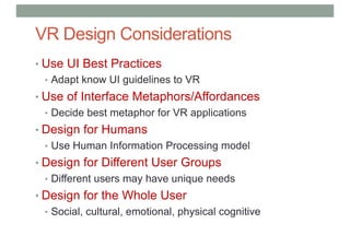 COMP 4010 - Lecture 5: Interaction Design for Virtual Reality