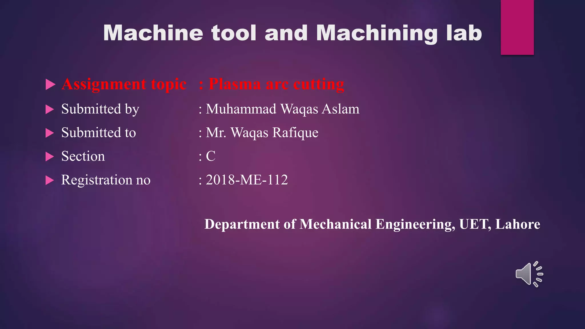plasma arc machining/cutting presentation PPT