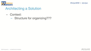©2018 Acquia Inc. — Confidential and Proprietary
Architecting a Solution
– Context:
– Structure for organizing???
#SrijanWW | @srijan
 