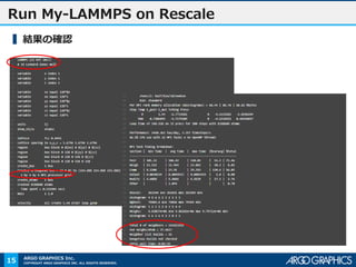 COPYRIGHT ARGO GRAPHICS INC. ALL RIGHTS RESERVED.
ARGO GRAPHICS Inc.
Run My-LAMMPS on Rescale
▍結果の確認
15
 