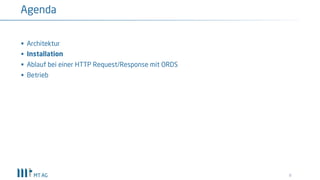 § Architektur
§ Installation
§ Ablauf bei einer HTTP Request/Response mit ORDS
§ Betrieb
8
Agenda
 