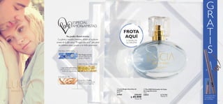 20 21
  Lucia Bright Aura Eau de
Toilette
50 ml
33960 $ 86.000
 $ 49.999
Puntos: 18
G
R
A
T
I
S
FROTA
AQUÍ
Y DISFRUTA
SU AROMA
  The ONE Delineador de Cejas
de Larga Duración
1.6 g
32033 $ 30.000
Puntos: 11
PRIMERA IMPRESIÓN
DIRECTO AL CORAZÓN
A FLOR DE PIEL
Flor Forget me not,
aroma volátil que te
atrapa al instante.
Llega la Grosella blanca,
nota que ayuda a fusionar
todos los ingredientes.
Se percibe el Cedro,
aroma perdurable que da
carácter a esta fragancia.
Su poder floral revela:
La gloria y encanto femenino, debido al exclusivo
aroma de la flor sueca “Forget me not” que atrae
un fabuloso aura, gracias a su bella apariencia.


32033Brown
Por la compra de 1
Lucia BrightAura
Eau deToilette.
 