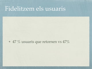 Fidelitzem els usuaris
47 % usuaris que retornen vs 47%
 