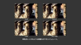 単焦点レンズのような綺麗なボケをシミュレート。
 